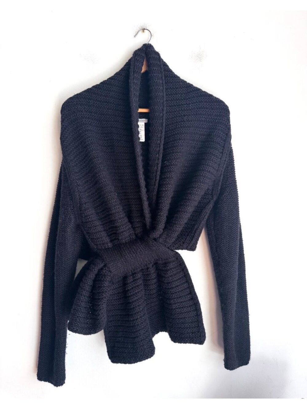 Sarah Pacini Alpaca Meino Blend Black Knit Shrug Bolero OS